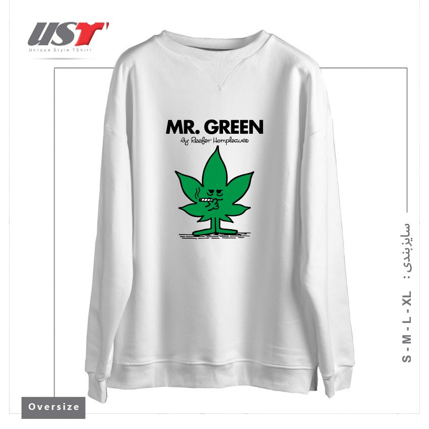 طرح MR. GREEN سوییشرت اورسایزرنگ سفید