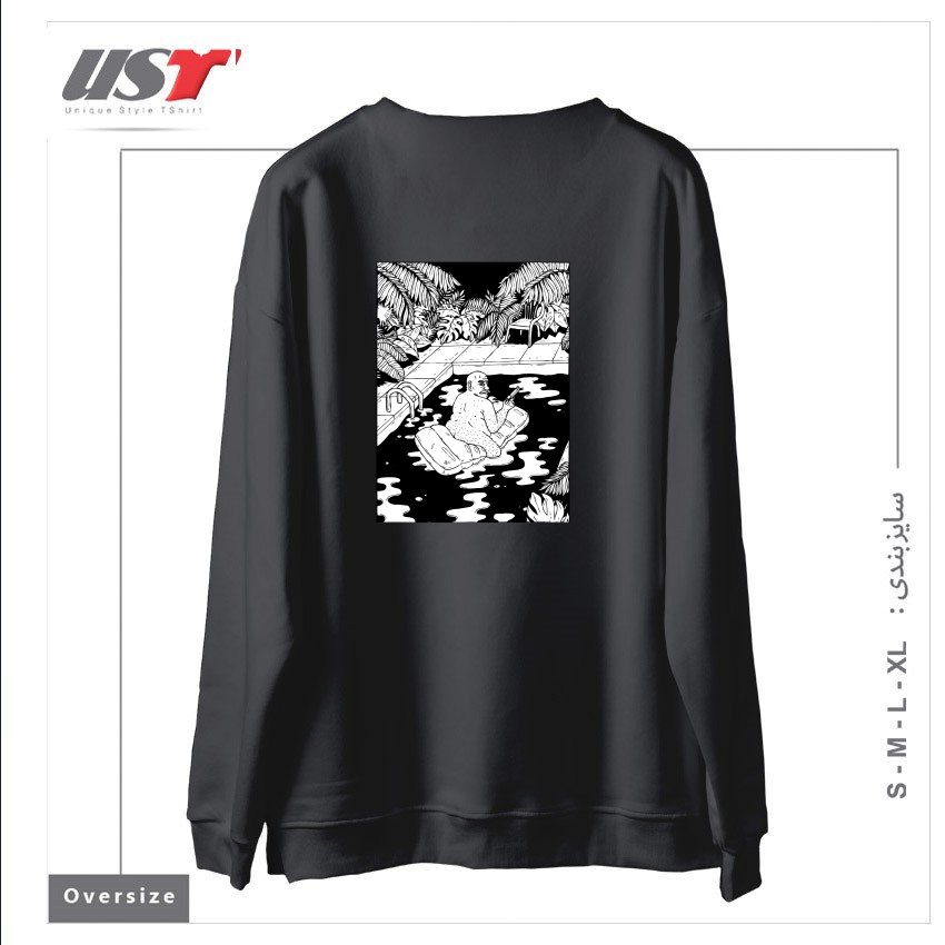 طرح NEVER REALLY RETIRED سوییشرت اورسایزرنگ دودی