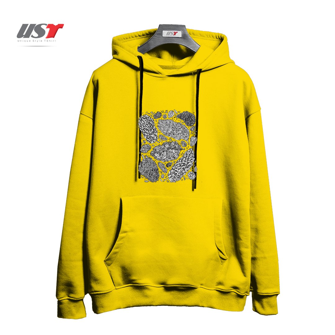 طرح NUGS هودی اورسایزرنگ زرد