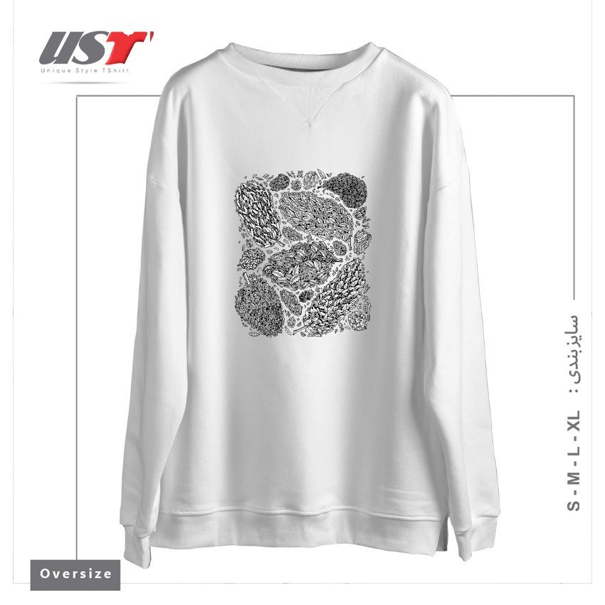 طرح NUGS سوییشرت اورسایزرنگ سفید
