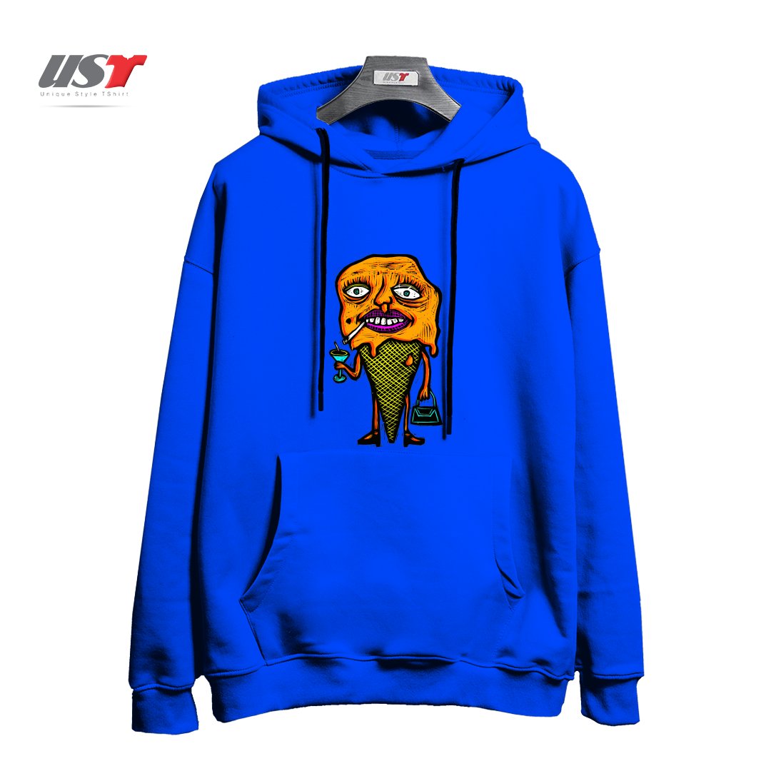 طرح ORANGE SHERBETTY هودی اورسایزرنگ آبی شالی