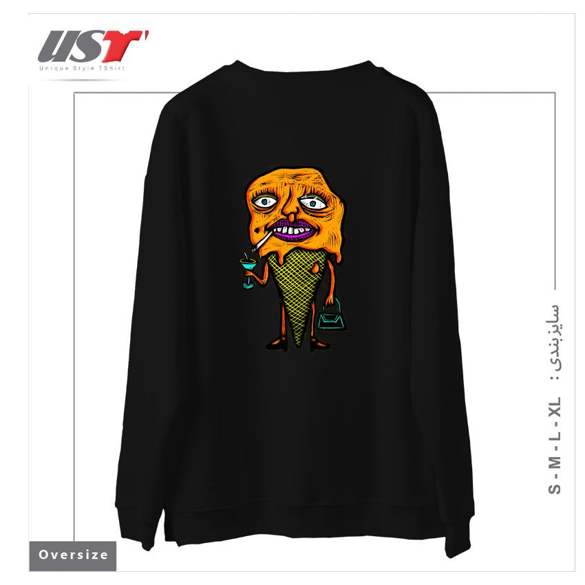 طرح ORANGE SHERBETTY سوییشرت اورسایزرنگ مشکی