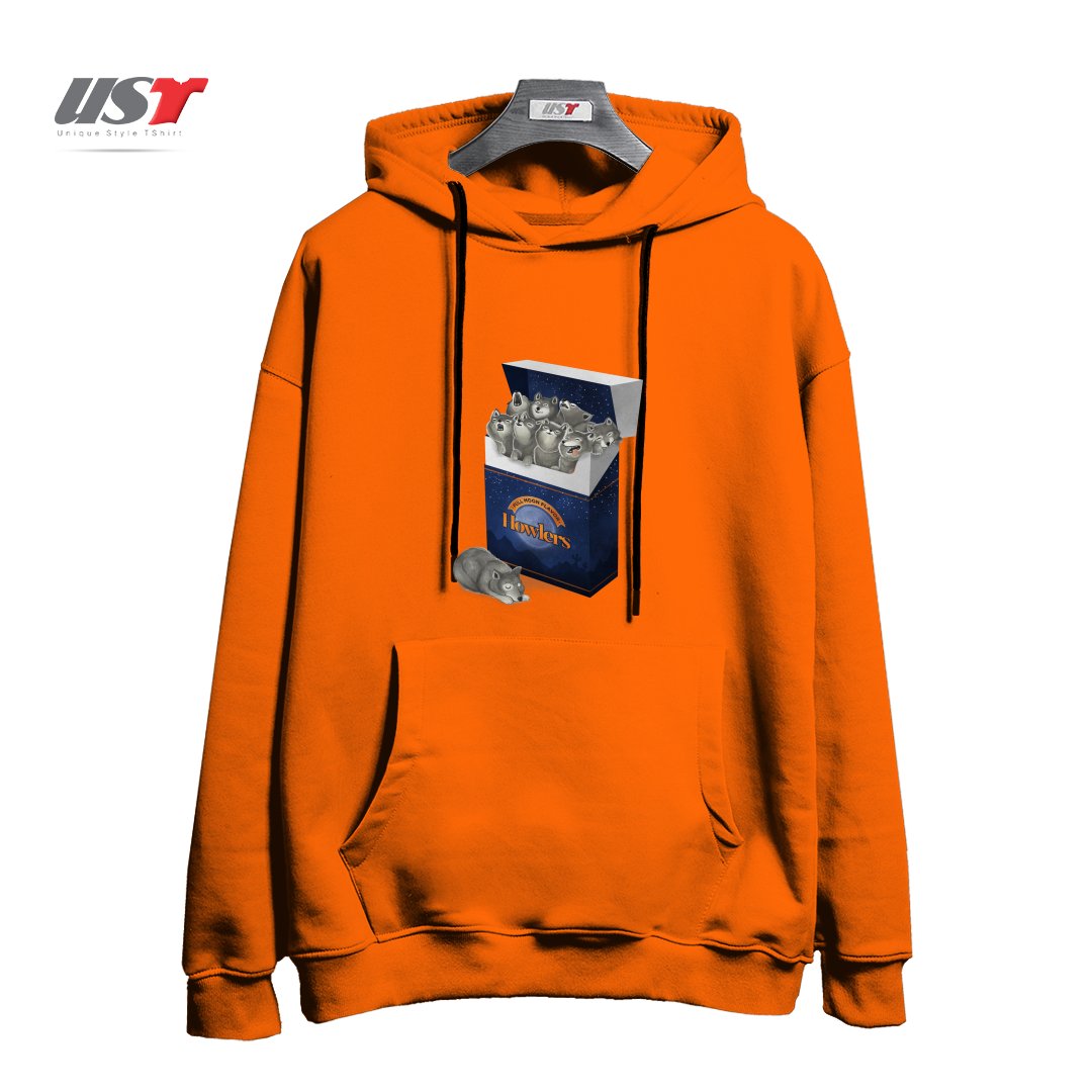 طرح PACK OF WOLVES هودی اورسایزرنگ نارنجی