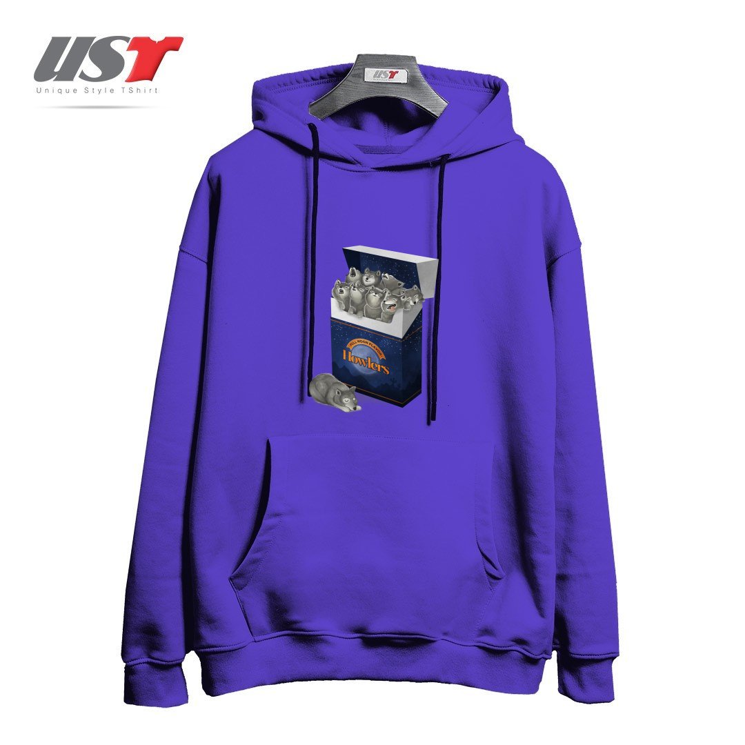 طرح PACK OF WOLVES هودی اورسایزرنگ بنفش