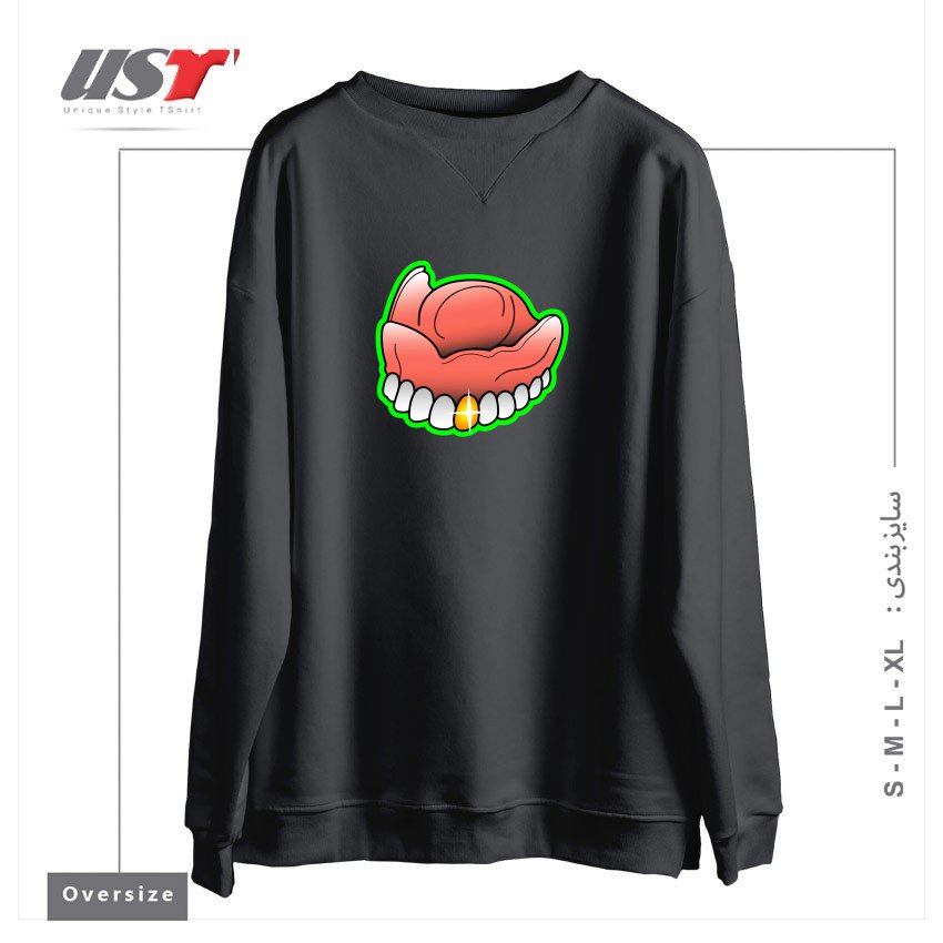 طرح PIMP TOOTH سوییشرت اورسایزرنگ دودی