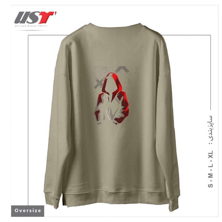 طرح RAPER سوییشرت اورسایزرنگ نخودی