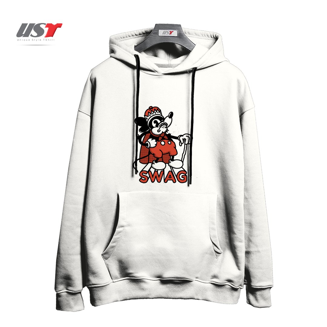 طرح RAT SWAG هودی اورسایزرنگ سفید