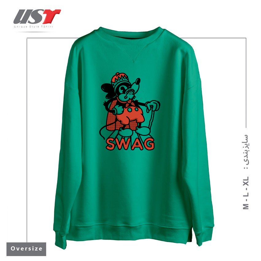 طرح RAT SWAG سوییشرت اورسایزرنگ سبز سدری