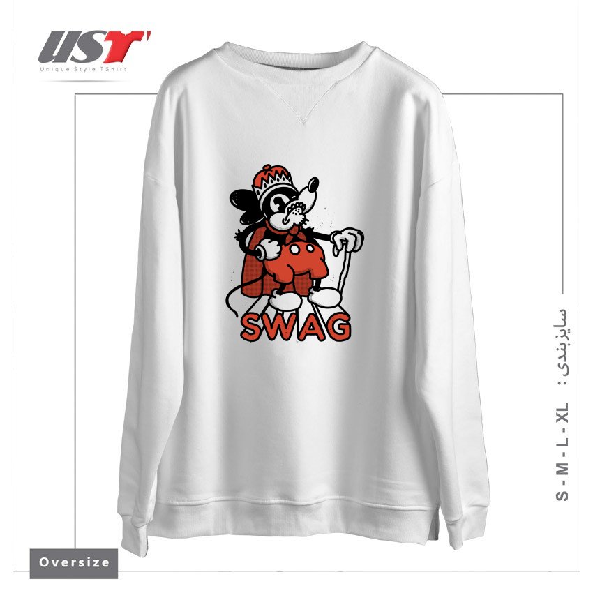 طرح RAT SWAG سوییشرت اورسایزرنگ سفید