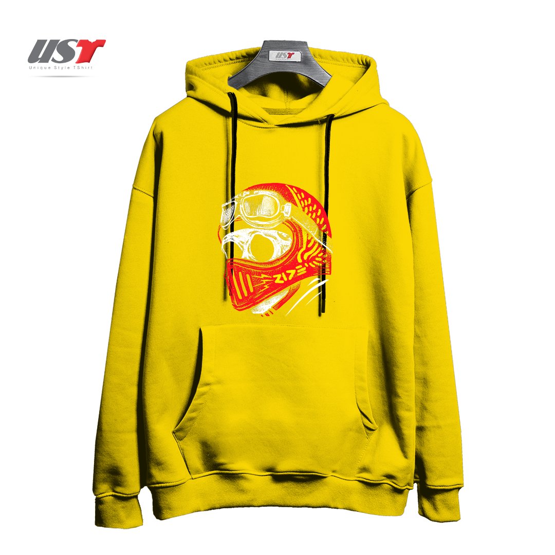 طرح RIDE SKULL هودی اورسایزرنگ زرد