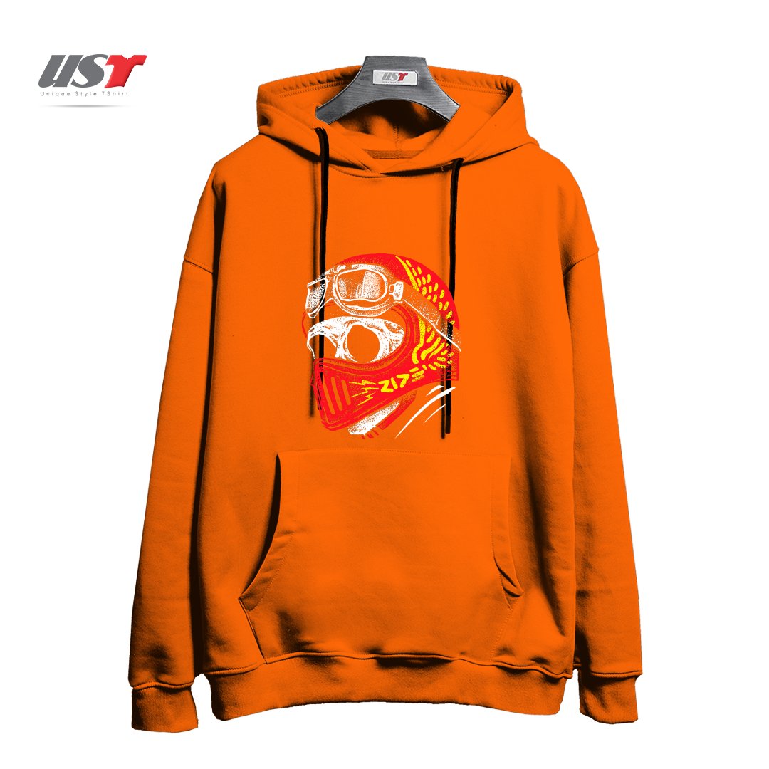 طرح RIDE SKULL هودی اورسایزرنگ نارنجی