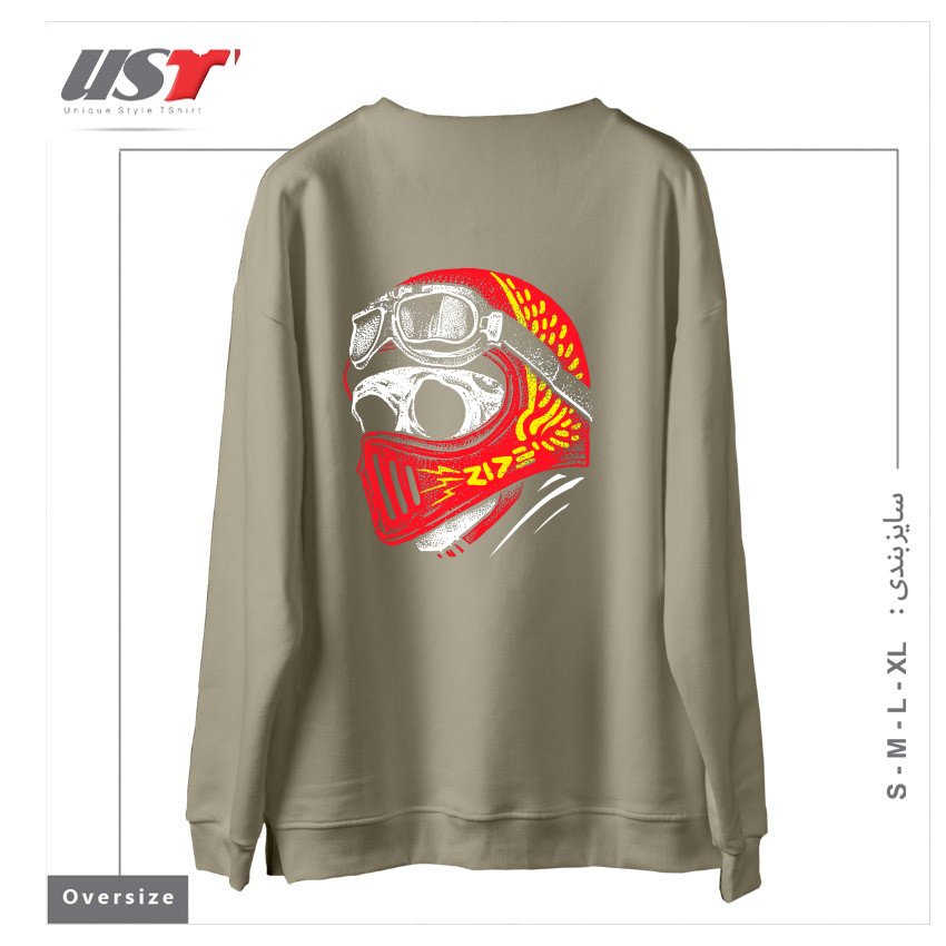 طرح RIDE SKULL سوییشرت اورسایزرنگ نخودی
