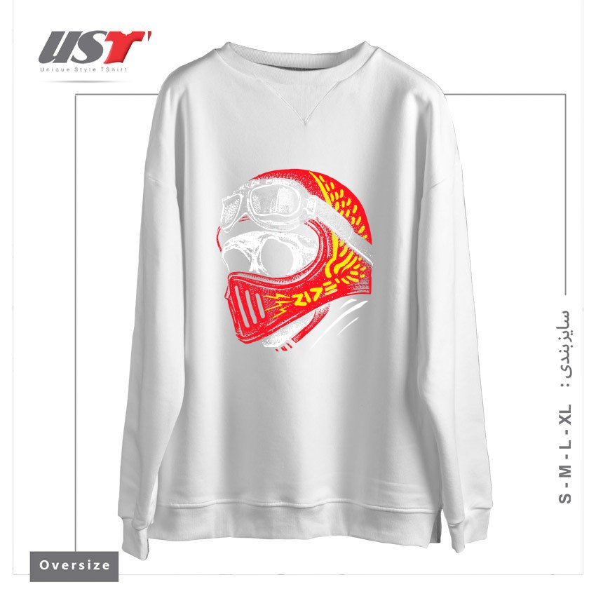 طرح RIDE SKULL سوییشرت اورسایزرنگ سفید