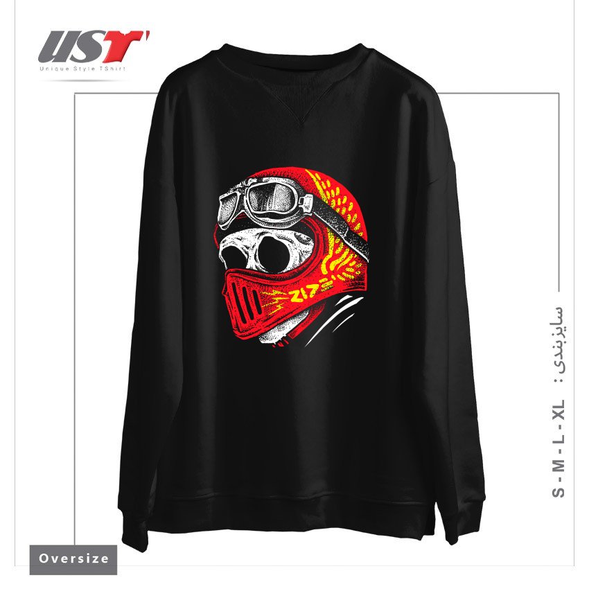 طرح RIDE SKULL سوییشرت اورسایزرنگ مشکی